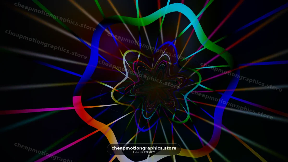 Colorful Abstract Light Rays and Floral Shapes