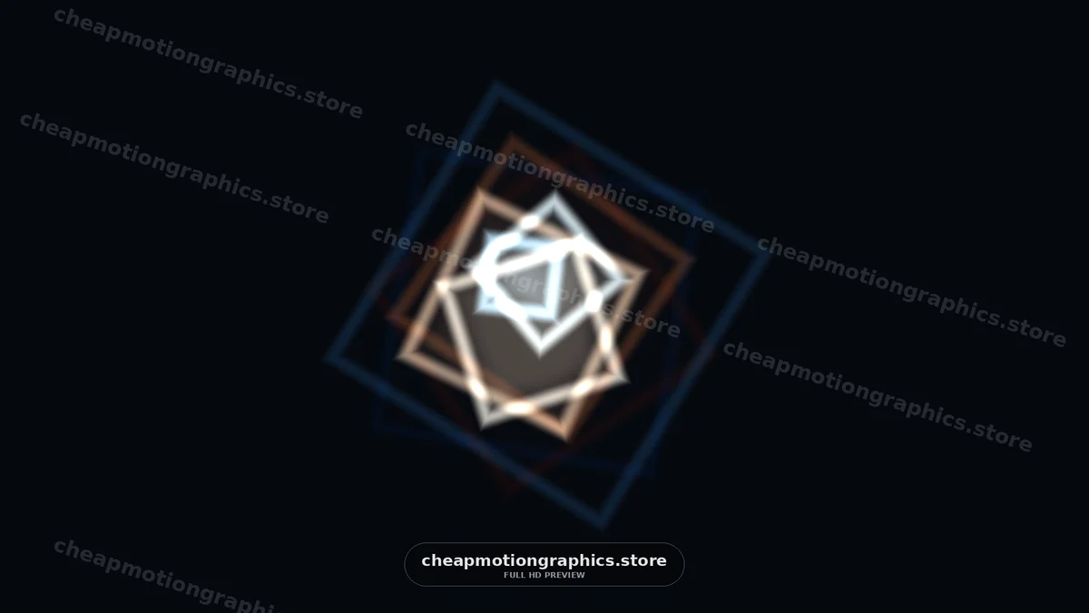 Glowing geometric squares on dark background