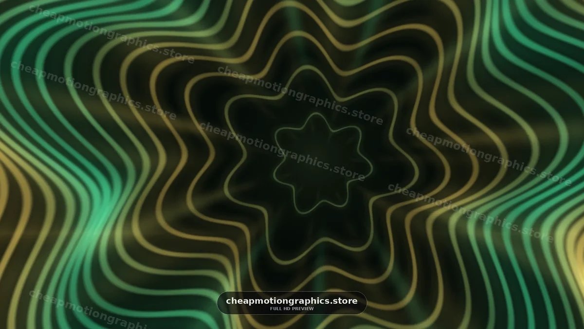 Abstract Green and Gold Wavy Line Pattern