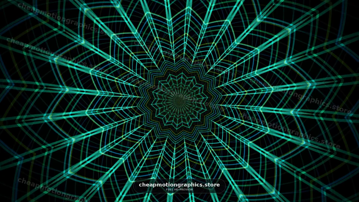 Geometric pattern with green lines on dark background
