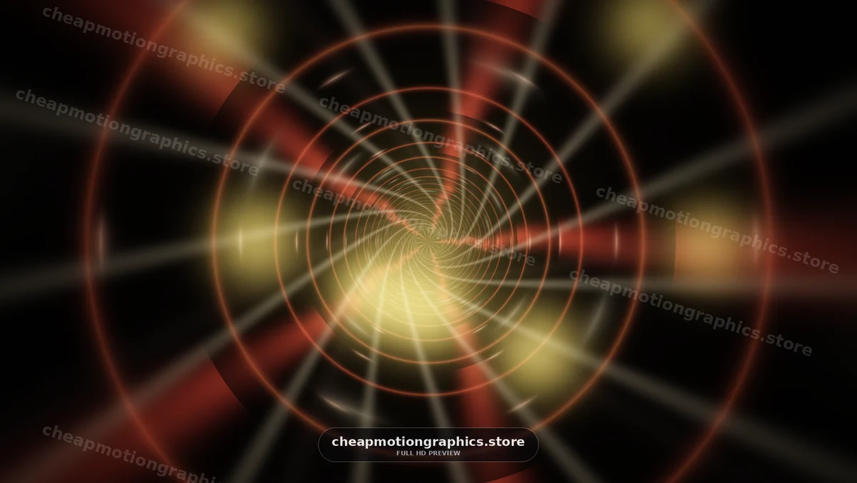 Abstract Golden Light Tunnel with Concentric Rings