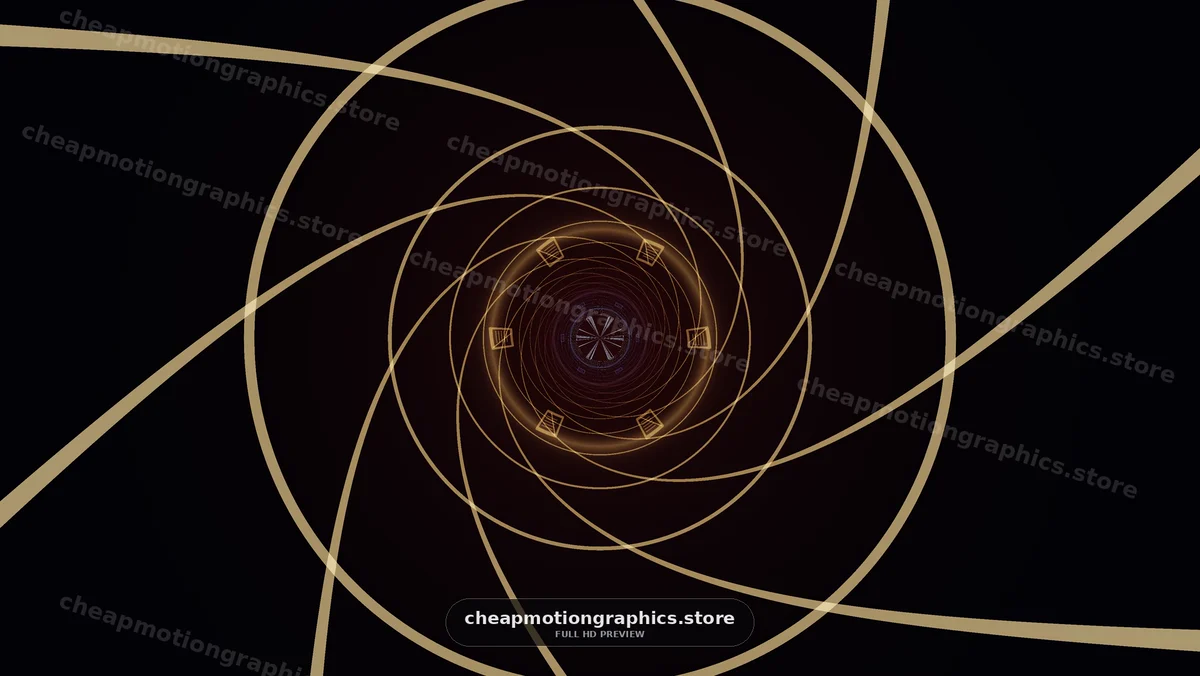 Spiraling lines create a visual tunnel in dark background