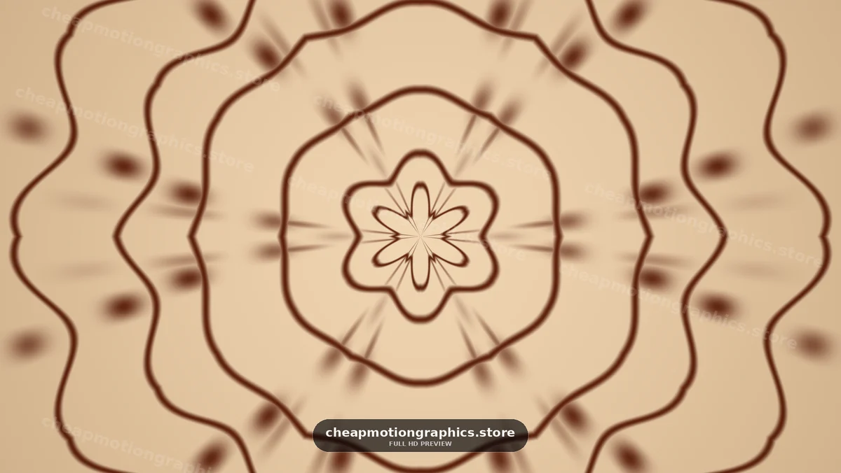 Abstract floral shape with smooth curves and wavy lines in brown